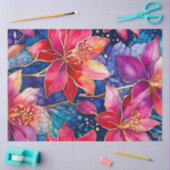 カラフルフローラインクアートティッシュペーパー 薄葉紙 (クラフト)