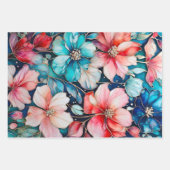 カラフルフローラインクアート包装紙シート ラッピングペーパーシート (正面2)