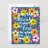 カラフルフローラインスパイア引用文タイポグラフィ ポストカード (正面/裏面)