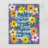 カラフルフローラインスパイア引用文タイポグラフィ ポストカード (正面)