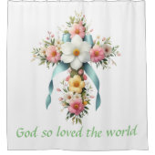 カラフルフローライースター/春クロス シャワーカーテン (正面)