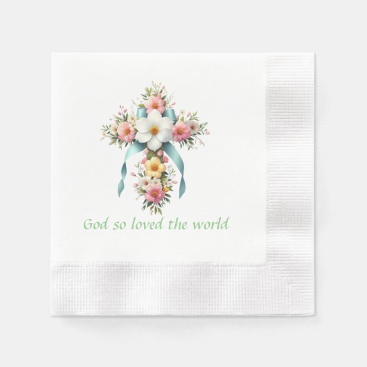 カラフルフローライースター/春クロス 縁ありカクテルナプキン (正面)