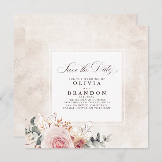 カラフルフローラエレガント保存 案内状 (正面/裏面)