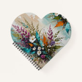 カラフルフローラオンティール（緑がかった色）ブルーベージュ*パーソナライズ* ノートブック (正面)