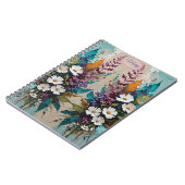 カラフルフローラオンティール(緑がかった色)ブルーベージュ*パーソナライズ* ノートブック (左側)