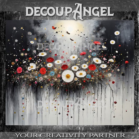 カラフルフローラオーナメント水平 – デコページ –  薄葉紙