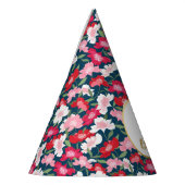 カラフルフローラカスタムプリント写真ハッピーバースデー パーティーハット (左)