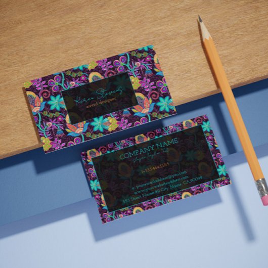 カラフルフローラガラスビーズPatternテクスチャ 名刺