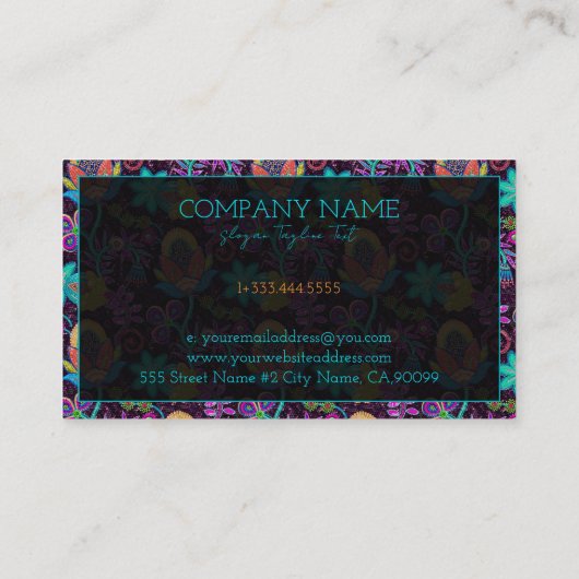カラフルフローラガラスビーズPatternテクスチャ 名刺 (裏面)