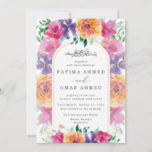 カラフルフローラガーデンイスラム結婚教徒 招待状 (正面)