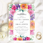 カラフルフローラガーデンイスラム結婚教徒 招待状