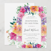 カラフルフローラガーデンスペインのブライダルシャワー 招待状 (正面/裏面)