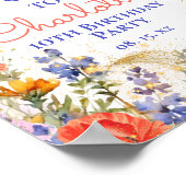 カラフルフローラガーデンティーパーティー誕生日へようこそ ポスター (角)