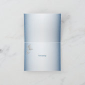 カラフルフローラガーデンブルーシャイニーグリッター結婚ズ サンキューカード (内部)