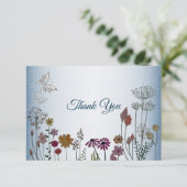カラフルフローラガーデンブルーシャイニーグリッター結婚ズ サンキューカード (スタンド正面)