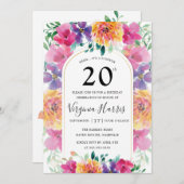 カラフルフローラガーデン二十日誕生日 招待状 (正面/裏面)