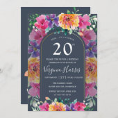 カラフルフローラガーデン二十日誕生日 招待状 (正面/裏面)