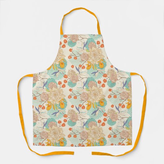 カラフルフローラガーデン模様 エプロン (正面)