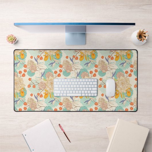カラフルフローラガーデン模様 デスクマット (オフィス1)