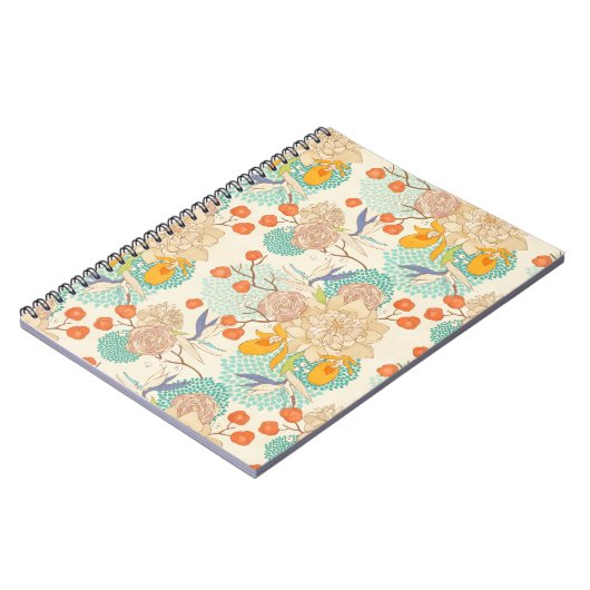 カラフルフローラガーデン模様 ノートブック (左側)