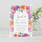 カラフルフローラガーデンSweet sixteen16誕生日 招待状 (スタンド正面)