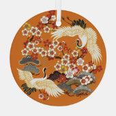 カラフルフローラクレーン桜パターン ガラスオーナメント (裏面)