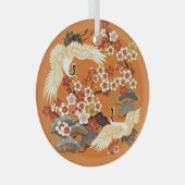 カラフルフローラクレーン桜パターン ガラスオーナメント (正面右)