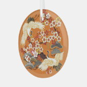 カラフルフローラクレーン桜パターン ガラスオーナメント (正面左)