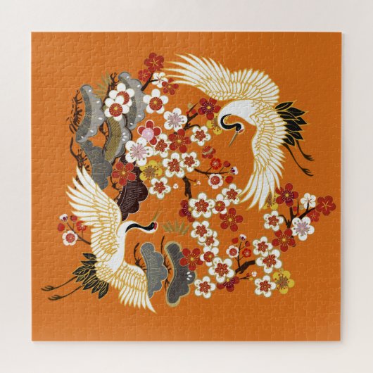 カラフルフローラクレーン桜パターン ジグソーパズル (横)