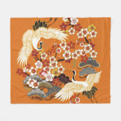 カラフルフローラクレーン桜パターン フリースブランケット (正面(横))