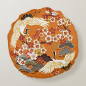 カラフルフローラクレーン桜パターン ラウンドクッション (裏面)