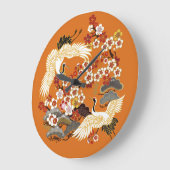 カラフルフローラクレーン桜パターン ラージ壁時計 (傾斜)