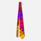 カラフルフローラグラデーション黄パープルレッドポップ・アートのアート ネクタイ (裏面)