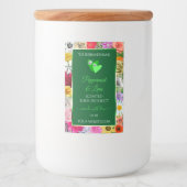 カラフルフローラグリーン商品ラベルかわいいハート フードラベル (正面)