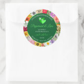 カラフルフローラグリーン商品ラベルかわいいハート ラウンドシール (バッグ)