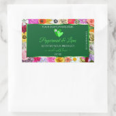 カラフルフローラグリーン商品ラベルかわいいハート 長方形シール (バッグ)