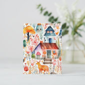 カラフルフローラコテージのコアパターン シーズンポストカード (スタンド正面)