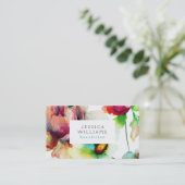 カラフルフローラコラージュ水彩色イラストレーション 名刺 (スタンド正面)