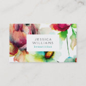 カラフルフローラコラージュ水彩色イラストレーション 名刺 (正面)