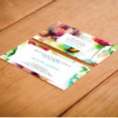 カラフルフローラコラージュ水彩色イラストレーション 名刺