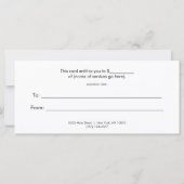 カラフルフローラサロンおよびスパギフト証明書 (裏面)