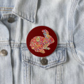 カラフルフローラシルエットイースターバニーボタン 缶バッジ (インサイチュ)