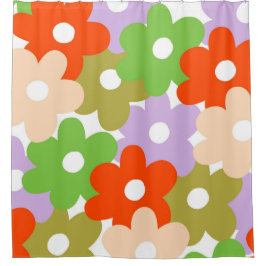 カラフルフローラシンプル熱帯花模様 シャワーカーテン