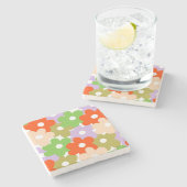 カラフルフローラシンプル熱帯花模様 ストーンコースター (横)