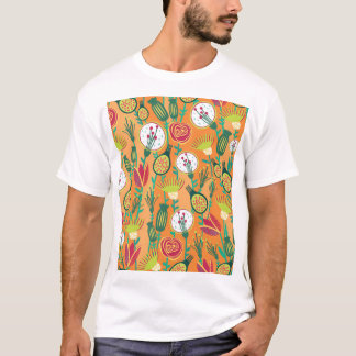 カラフルフローラシームレスパターンデザイン Tシャツ