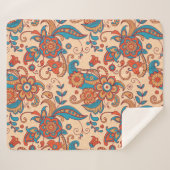 カラフルフローラシームレスパターン シェルパブランケット (正面(横))