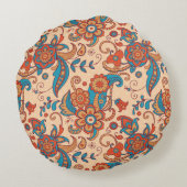 カラフルフローラシームレスパターン ラウンドクッション (裏面)