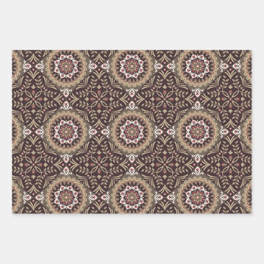 カラフルフローラシームレスパターン ラッピングペーパーシート (正面)