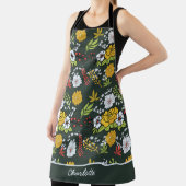 カラフルフローラシームレパーソナライズされたス名 エプロン (インサイチュ)