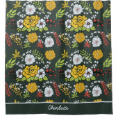 カラフルフローラシームレパーソナライズされたス名 シャワーカーテン (正面)